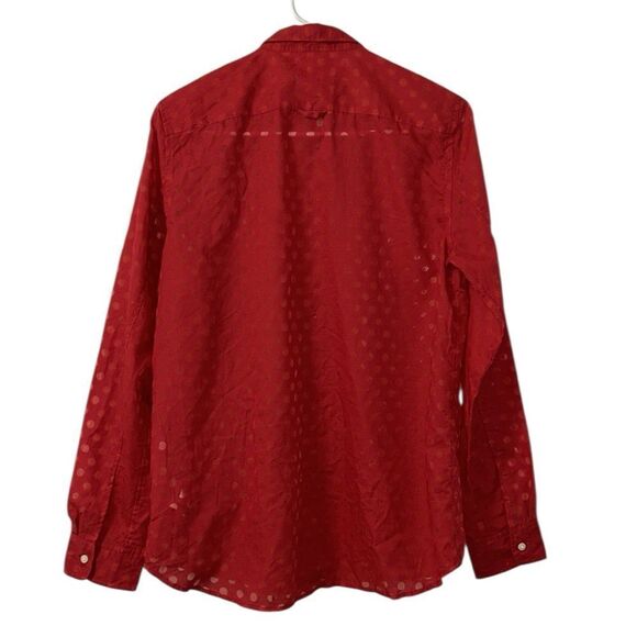 Gap Fitted Boyfriend Red Button Sheer Shirt(Size Large) - Picture 4 of 8